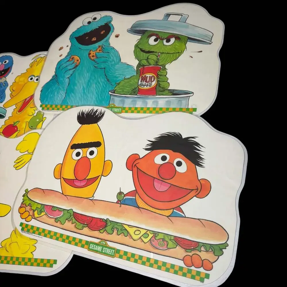 Vintage 1982 Sesame Street Educational Double-Sided Laminated Placemats 4